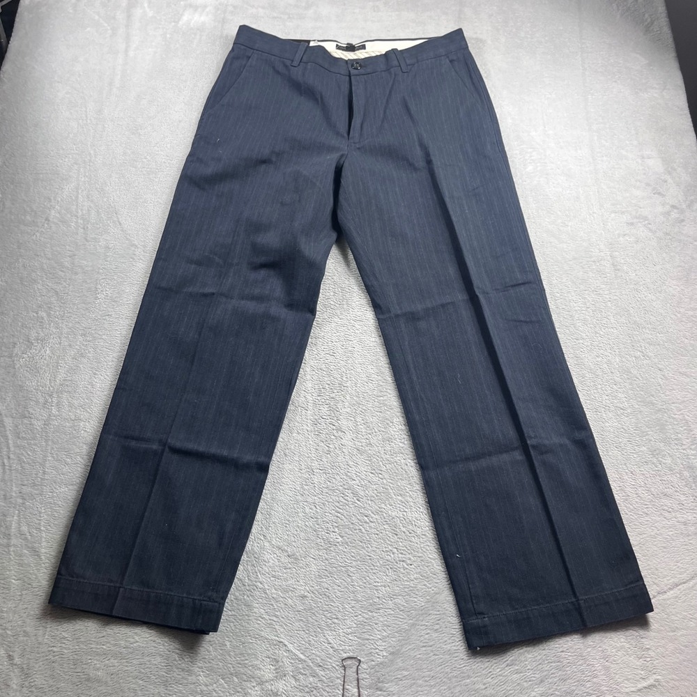 Banana Republic‎ Mens Relaxed Fit Pinstripe Chino Pants Navy Blue 33x30 NEW